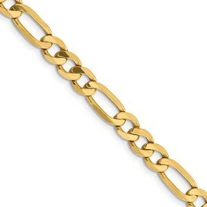 Men's 6.25mm, 14k Yellow Gold, Flat Figaro Chain Necklace, 22 Inch